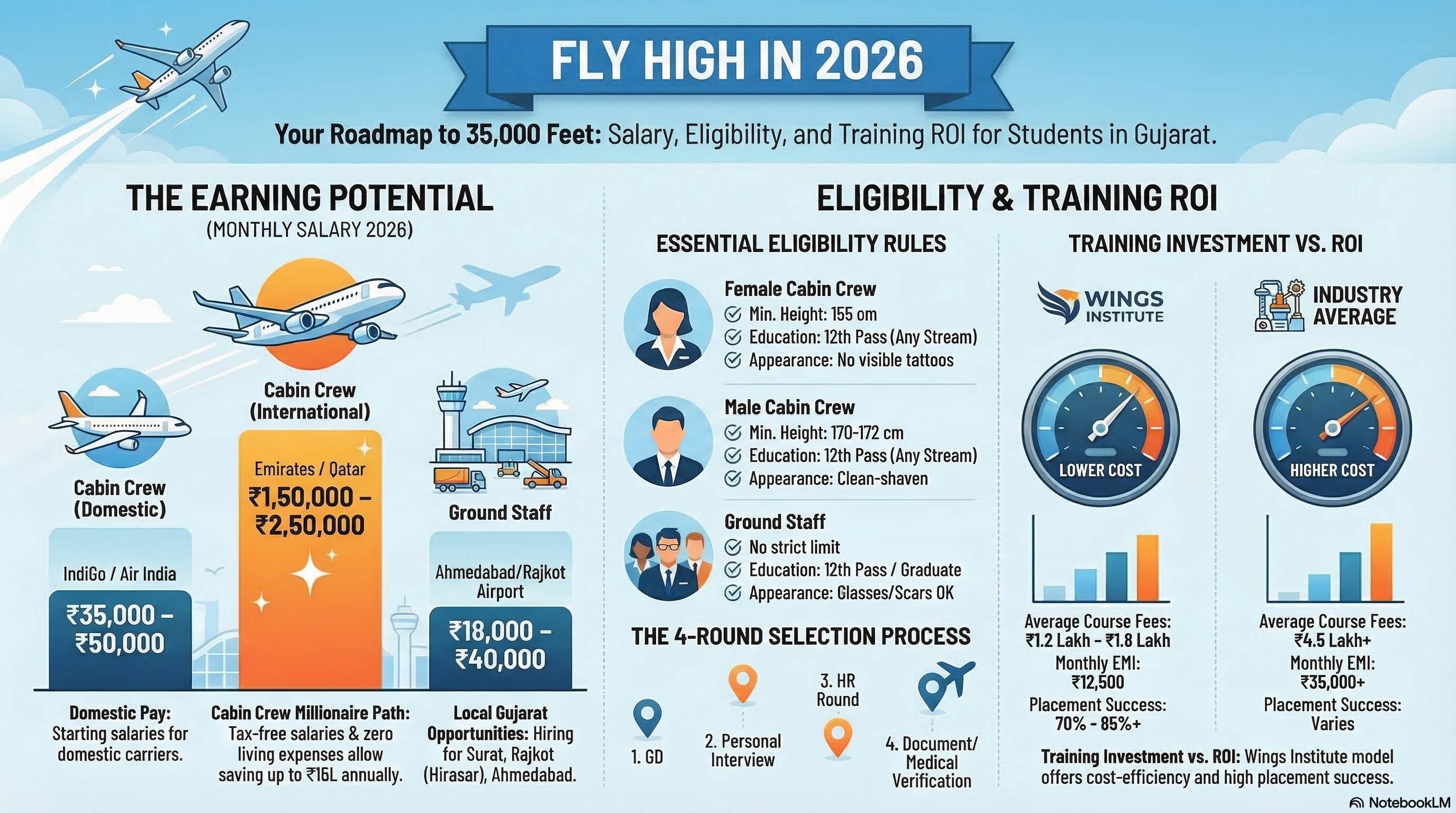 Ground Staff Vacancy in Rajkot Airport 2025-2026: Jobs at New Hirasar International Airport - Ground Staff career guide from Wings Institute Vadodara Gujarat